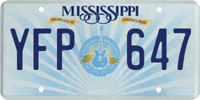 MS license plate YFP647