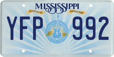 MS license plate YFP992