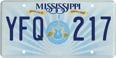MS license plate YFQ217