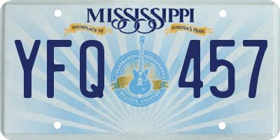 MS license plate YFQ457