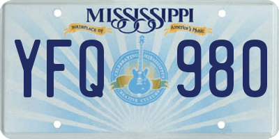 MS license plate YFQ980