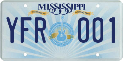 MS license plate YFR001