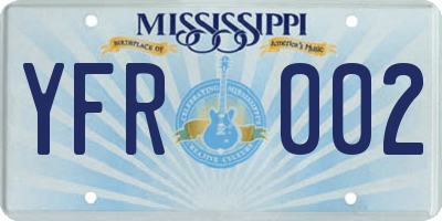 MS license plate YFR002