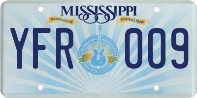 MS license plate YFR009
