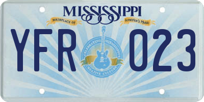 MS license plate YFR023