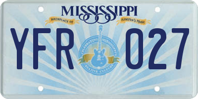 MS license plate YFR027