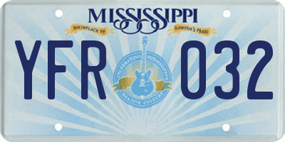 MS license plate YFR032