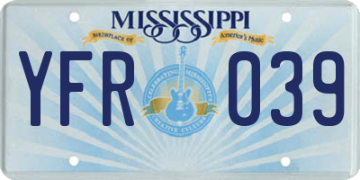 MS license plate YFR039