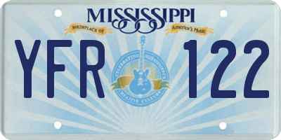 MS license plate YFR122