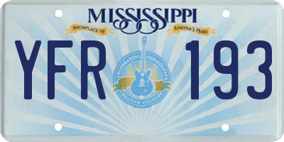 MS license plate YFR193