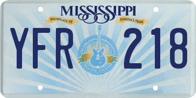 MS license plate YFR218