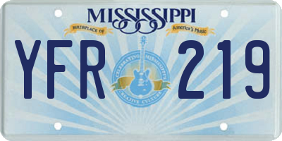 MS license plate YFR219