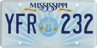 MS license plate YFR232