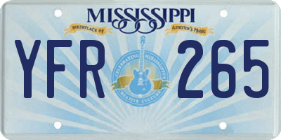 MS license plate YFR265