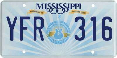 MS license plate YFR316