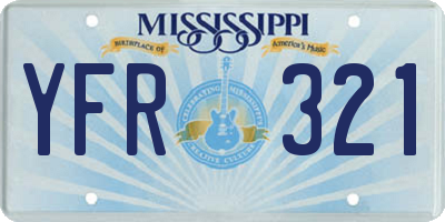 MS license plate YFR321