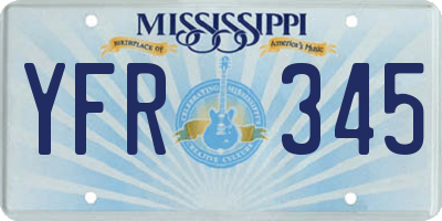MS license plate YFR345