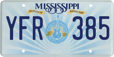 MS license plate YFR385