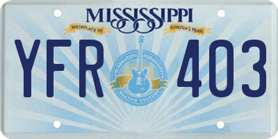 MS license plate YFR403