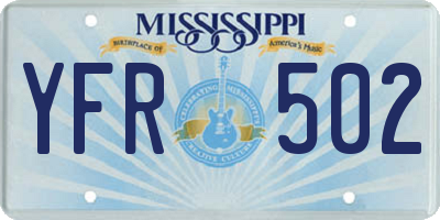MS license plate YFR502