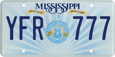 MS license plate YFR777
