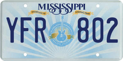 MS license plate YFR802