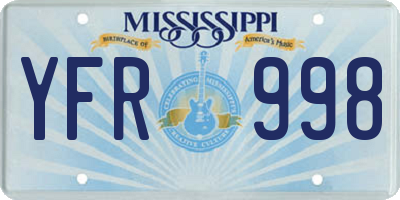 MS license plate YFR998