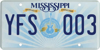 MS license plate YFS003