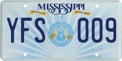 MS license plate YFS009