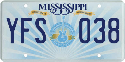 MS license plate YFS038