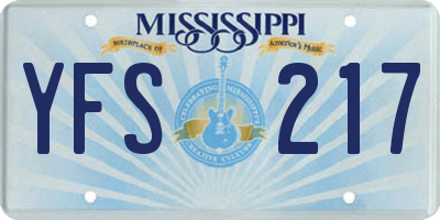 MS license plate YFS217