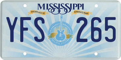 MS license plate YFS265
