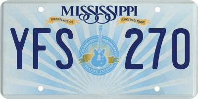MS license plate YFS270