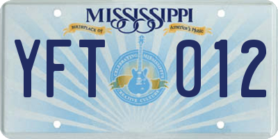 MS license plate YFT012