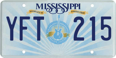 MS license plate YFT215