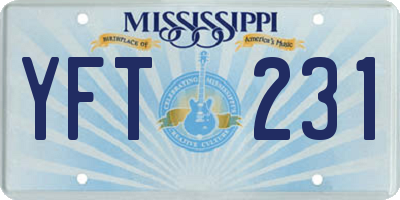 MS license plate YFT231