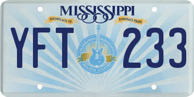 MS license plate YFT233