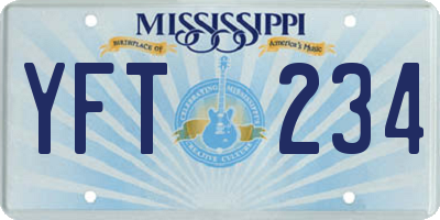 MS license plate YFT234