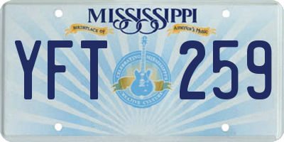 MS license plate YFT259