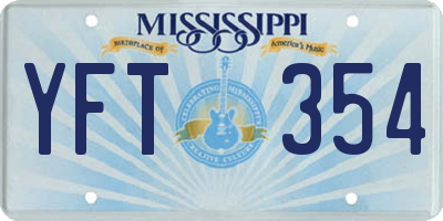 MS license plate YFT354