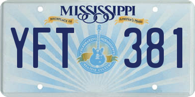 MS license plate YFT381