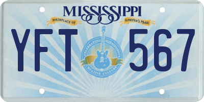 MS license plate YFT567