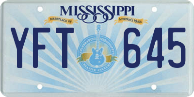 MS license plate YFT645