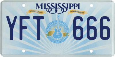MS license plate YFT666