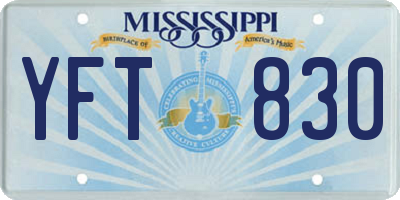 MS license plate YFT830