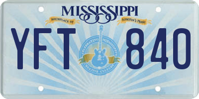 MS license plate YFT840