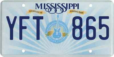 MS license plate YFT865