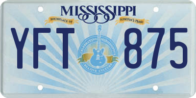 MS license plate YFT875