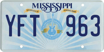 MS license plate YFT963