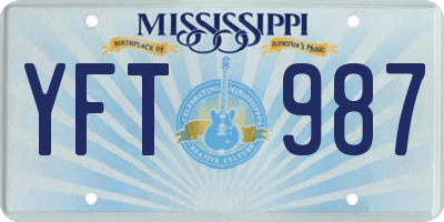 MS license plate YFT987